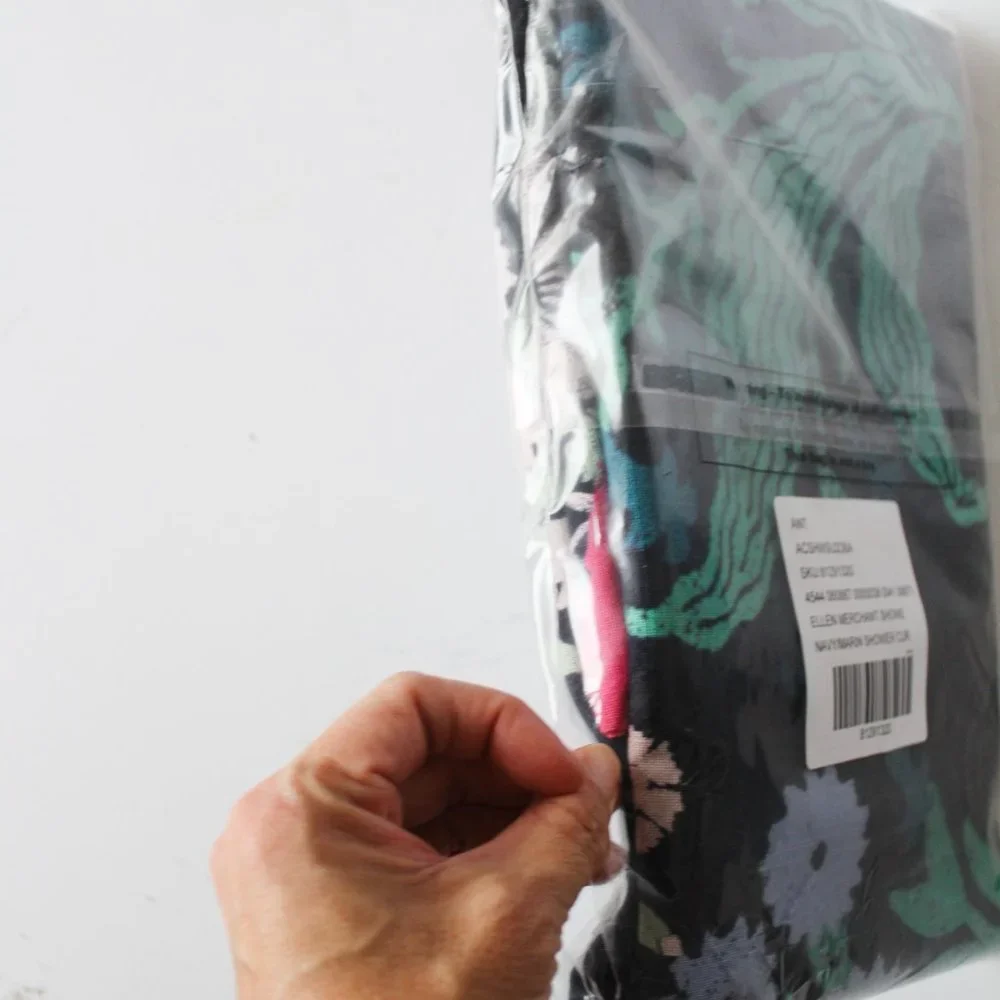 Anthropologie Black Floral Shower Curtain - Picture 4 of 5